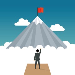 A man standing to reach his goals illustration in flat style