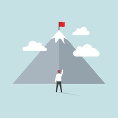 A man standing to reach his goals illustration in flat style
