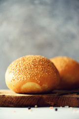 Sliced freshly backed bread. Handmade brown loaf of bread, bakery concept, homemade food, healthy eating. Copy space. Banner