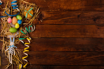 Spring background with traditional Easter symbols