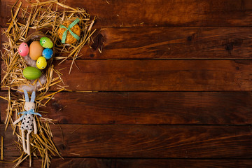 Spring background with traditional Easter symbols