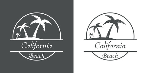 Icono plano California beach en gris y blanco