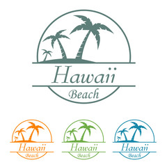 Fototapeta premium Icono plano Hawaii beach en varios colores