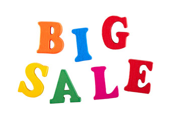 Big sale. Big sale color finish 3d text on white background.