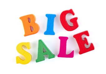 Big sale. Big sale color finish 3d text on white background.