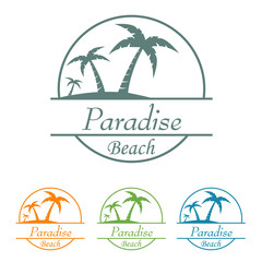 Icono plano Paradise beach en varios colores