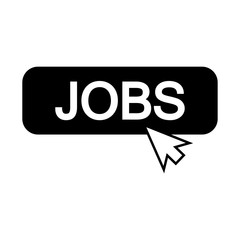 Icono plano puntero en banner JOBS en color negro