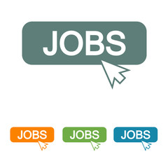 Icono plano puntero en banner JOBS en varios colores