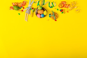 Spring background with traditional Easter symbols