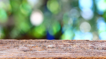 old wood with bokeh light background