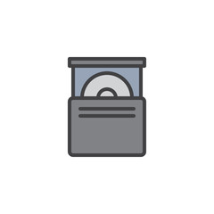 CD drive filled outline icon, line vector sign, linear colorful pictogram isolated on white. Optical compact disc drive symbol, logo illustration. Pixel perfect vector graphics