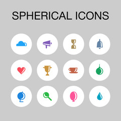 Fototapeta premium Spherical icons set. Colored on white. In circles.