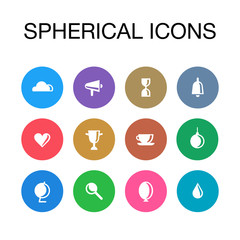Fototapeta premium Spherical icons set. White and color. In circles.