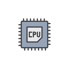 CPU processor filled outline icon, line vector sign, linear colorful pictogram isolated on white. Computer chip symbol, logo illustration. Pixel perfect vector graphics