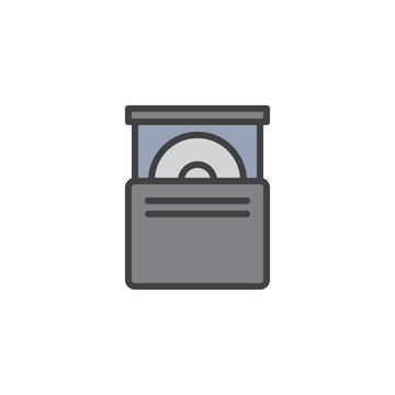 recommend clip art: CD drive filled outline icon, line vector sign, linear colorful pictogram isolated on white. Optical compact disc drive symbol, logo illustration. Pixel perfect vector graphics