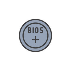 Bios battery filled outline icon, line vector sign, linear colorful pictogram isolated on white. Symbol, logo illustration. Pixel perfect vector graphics