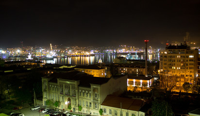 Fototapeta na wymiar Views of Novorossiysk night. Novorossiysk is a major sea port in Russia
