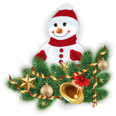 Snowman with festive decoration