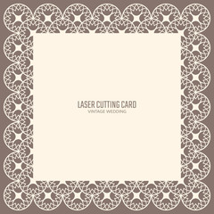 DIY laser cutting vector card. Wedding die cut invitation template. Paper lace cutting. Scrapbook cutout menu.