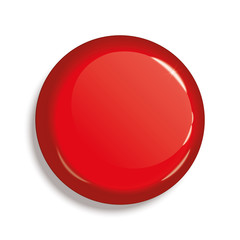 Red glossy badge or web button, blank. Vector illustration.