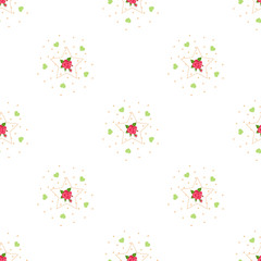 Flower Butterfly patterned leaves on a white background. Vector seamless pattern print on fabric baby bedding.