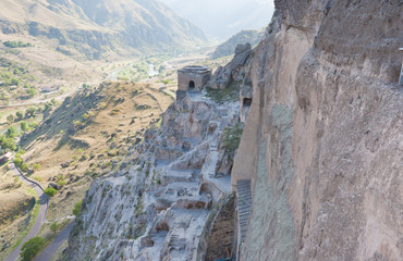 Fototapeta na wymiar Vardzia cave city-monastery. Vardzia was excavated in the Erusheti Mountain in the 12th century and is one of the main attractions of Georgia