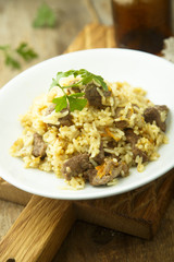 Rice pilau with meat and vegetables
