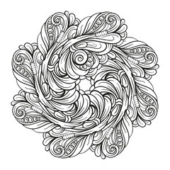 Vector abstract black and white ethnic mandala motif