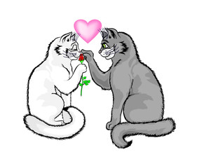 A loving couple of cats