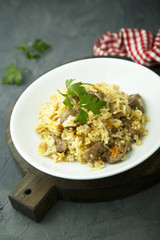 Rice pilau with meat and vegetables