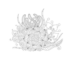 Abstract vector Monochrome Floral Background