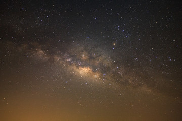 The milky way galaxy with stars and space dust in the universe, Long exposure photograph, with grain