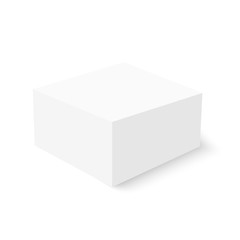 White cardboard box template with soft shadow. Vector mock up