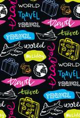 Fototapeta premium Hand drawn doodle travel pattern
