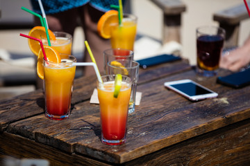 Alcohol orange daiquiri and cuba libre cocktail