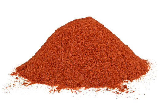 Pile of red pepper powder isolated on white background