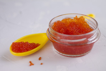 tasty red caviar is a real imitation of iodine with a festive meal pancakes Mardi Gras celebration