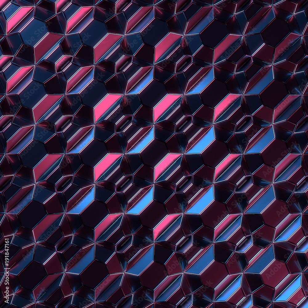 Aufkleber Dark reflective metallic abstract surface pattern. 3d rendering