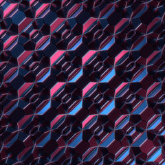 Dark reflective metallic abstract surface pattern. 3d rendering
