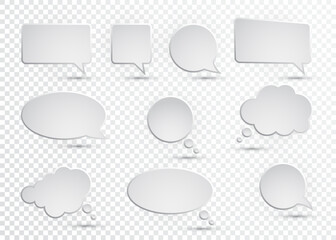 Vector collection of isolated speech bubbles on the transparent background - obrazy, fototapety, plakaty