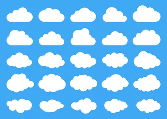 Foto op Canvas Clouds silhouettes. Vector set of clouds shapes. Collection of various forms and contours. Design elements for the weather forecast, web interface or cloud storage applications © Oleh