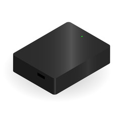 Portable hard drive on white background vector