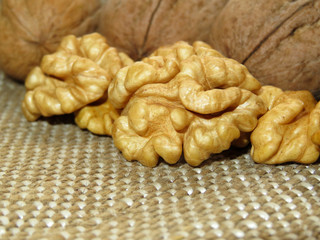 Walnut kernels closeup