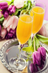 Two glasses of mimosa cocktail