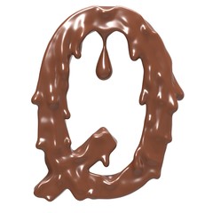 Letter  Q. Stylized chocolate alphabet. 3d rendering.