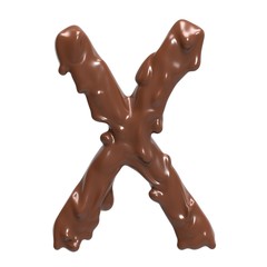 Letter  X. Stylized chocolate alphabet. 3d rendering.