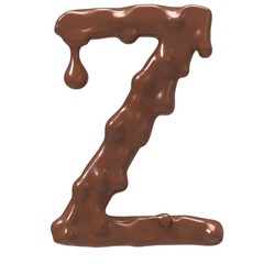 Letter  Z. Stylized chocolate alphabet. 3d rendering.