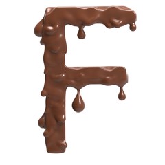 Letter  F. Stylized chocolate alphabet. 3d rendering.