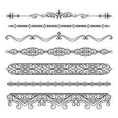 Fototapeta premium Scroll elements, set of vintage borders and flourishes