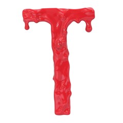 Letter T.Bloody  english halloween alphabet.3D Rendering.